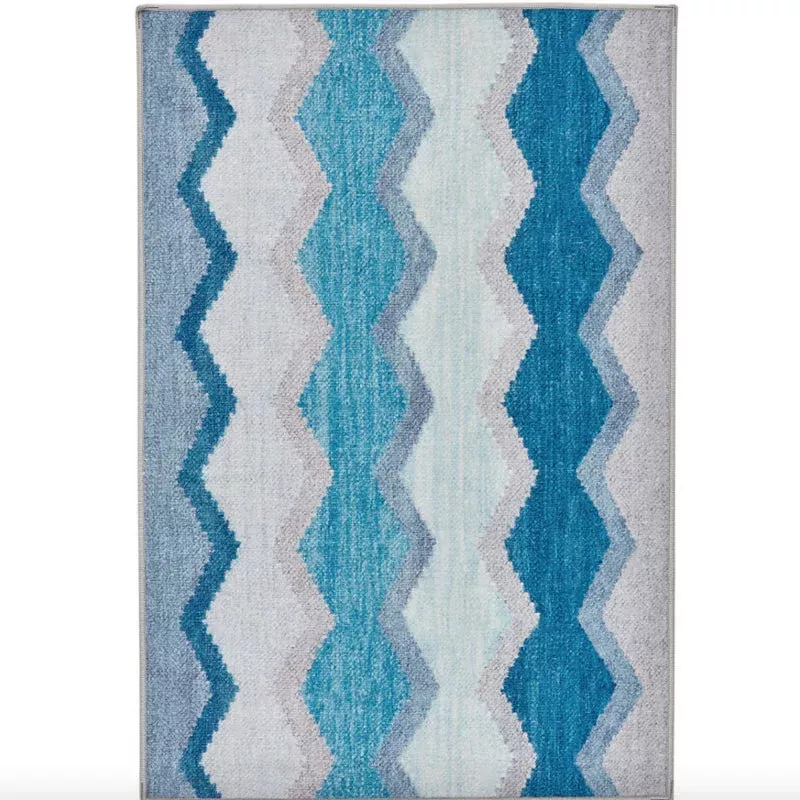 Safety Net Blue Machine Washable Rug
