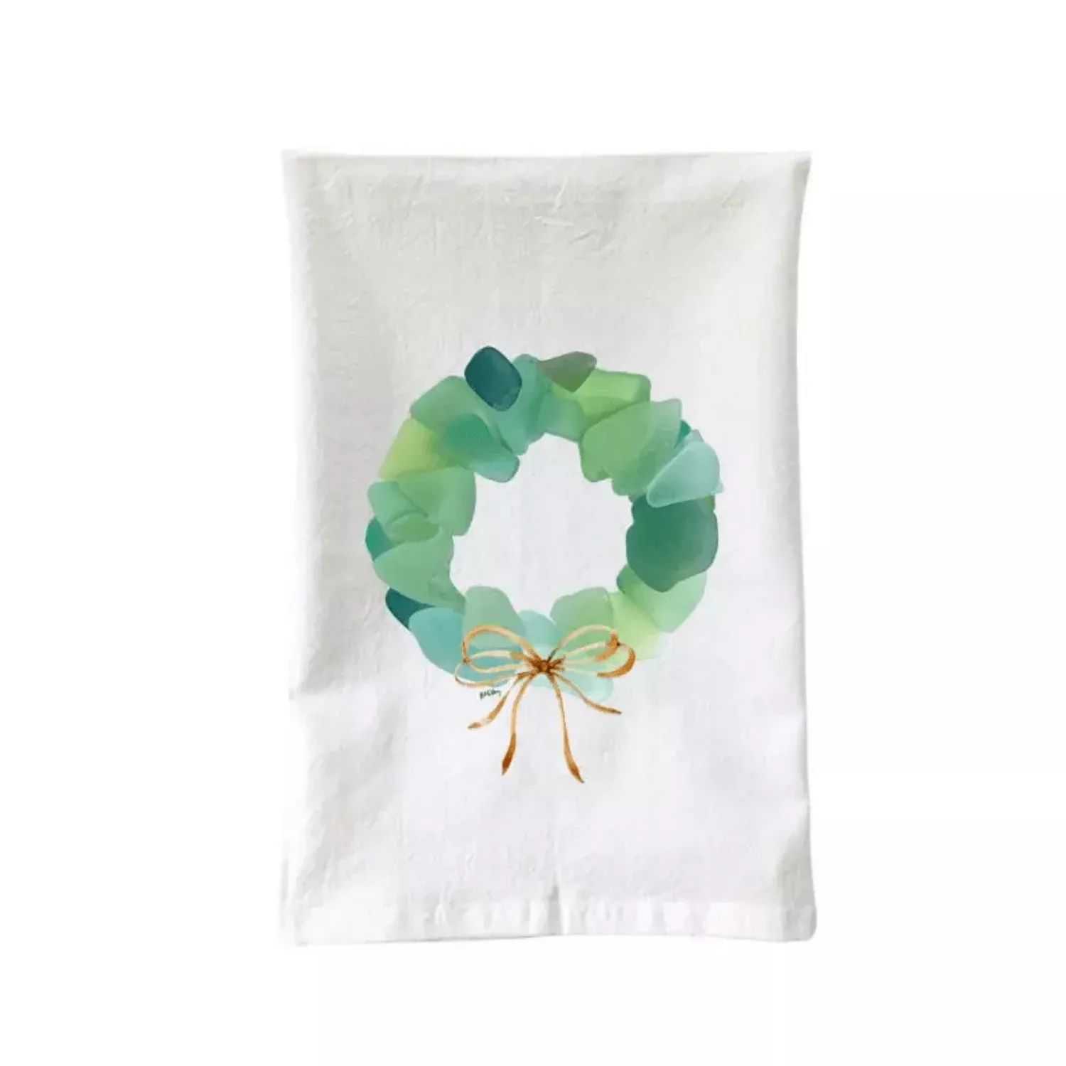 Sea Glass Wreath Christmas Towel