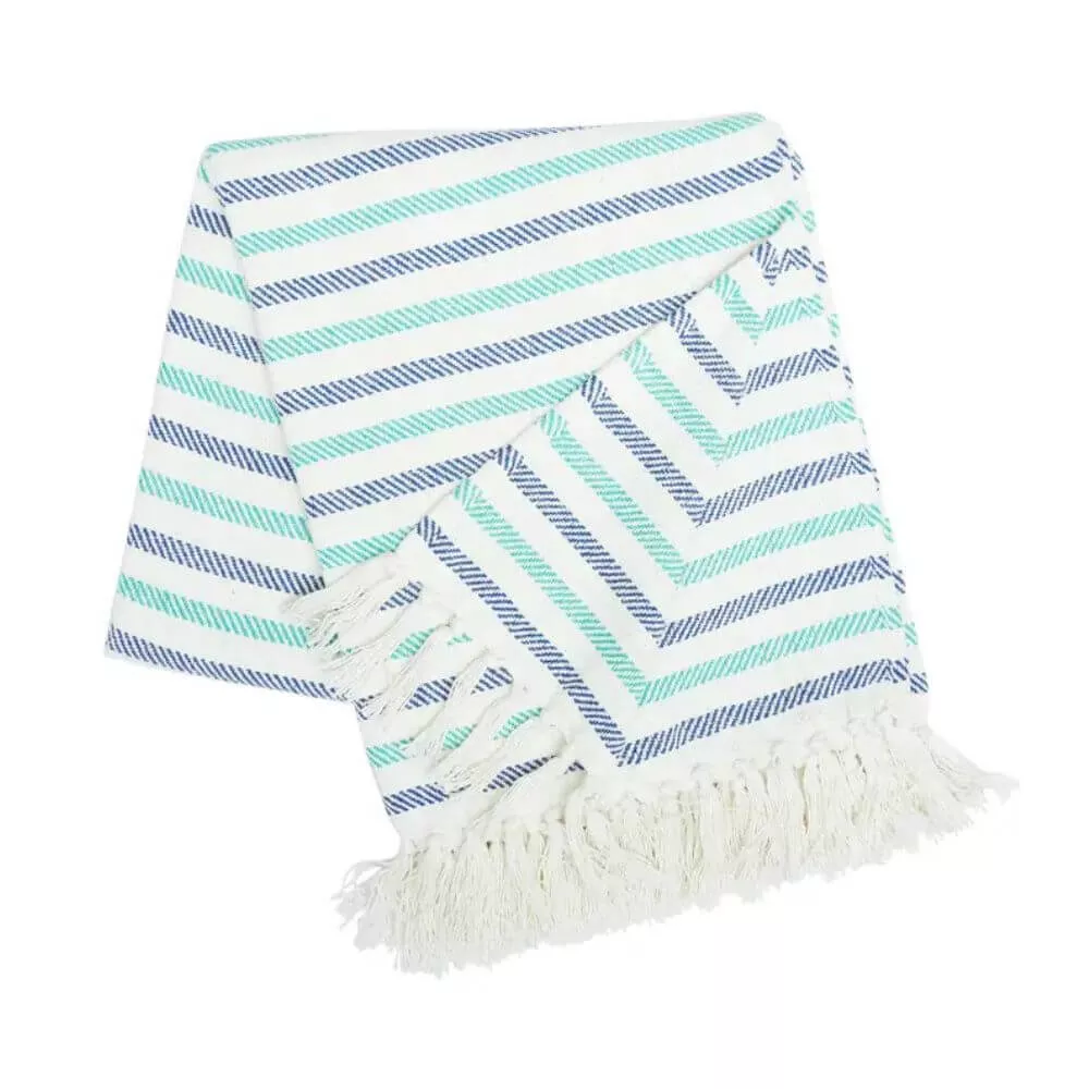 Seabreeze Striped Cotton Throw, 50”x 60”