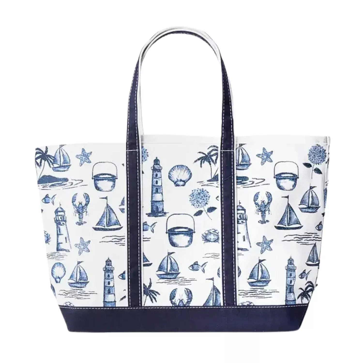Seaside Toile Canvas Beach Tote