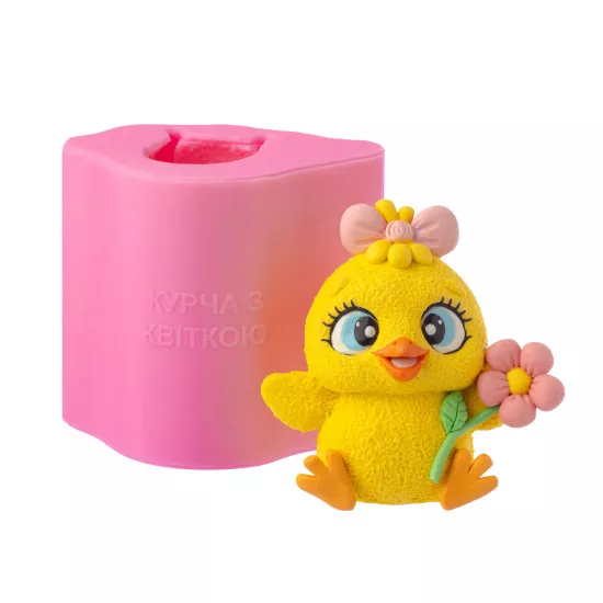 Silicone mold Chicken with a flower