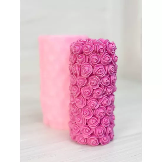 Silicone Mold Cylinder Candle with Roses