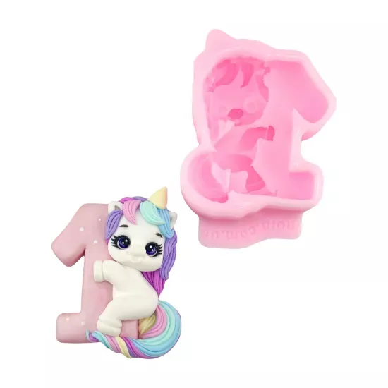 Silicone mold Number 1 with Unicorn