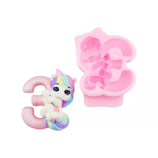 Silicone mold Number 3 with Unicorn