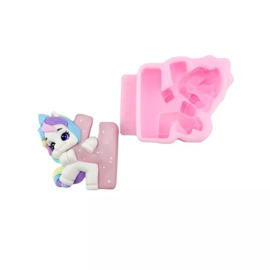 Silicone mold Number 4 with Unicorn