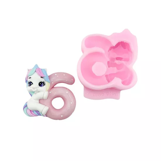 Silicone mold Number 6 with Unicorn