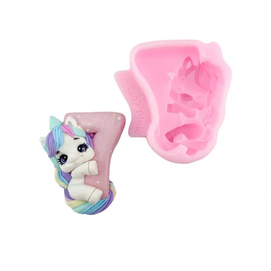 Silicone mold Number 7 with Unicorn