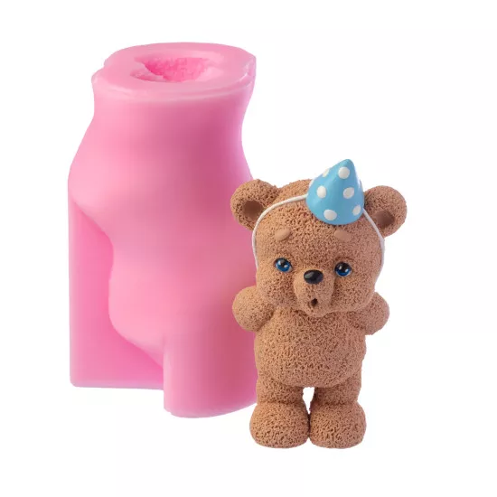 Silicone mold Teddy bear in a festive cap