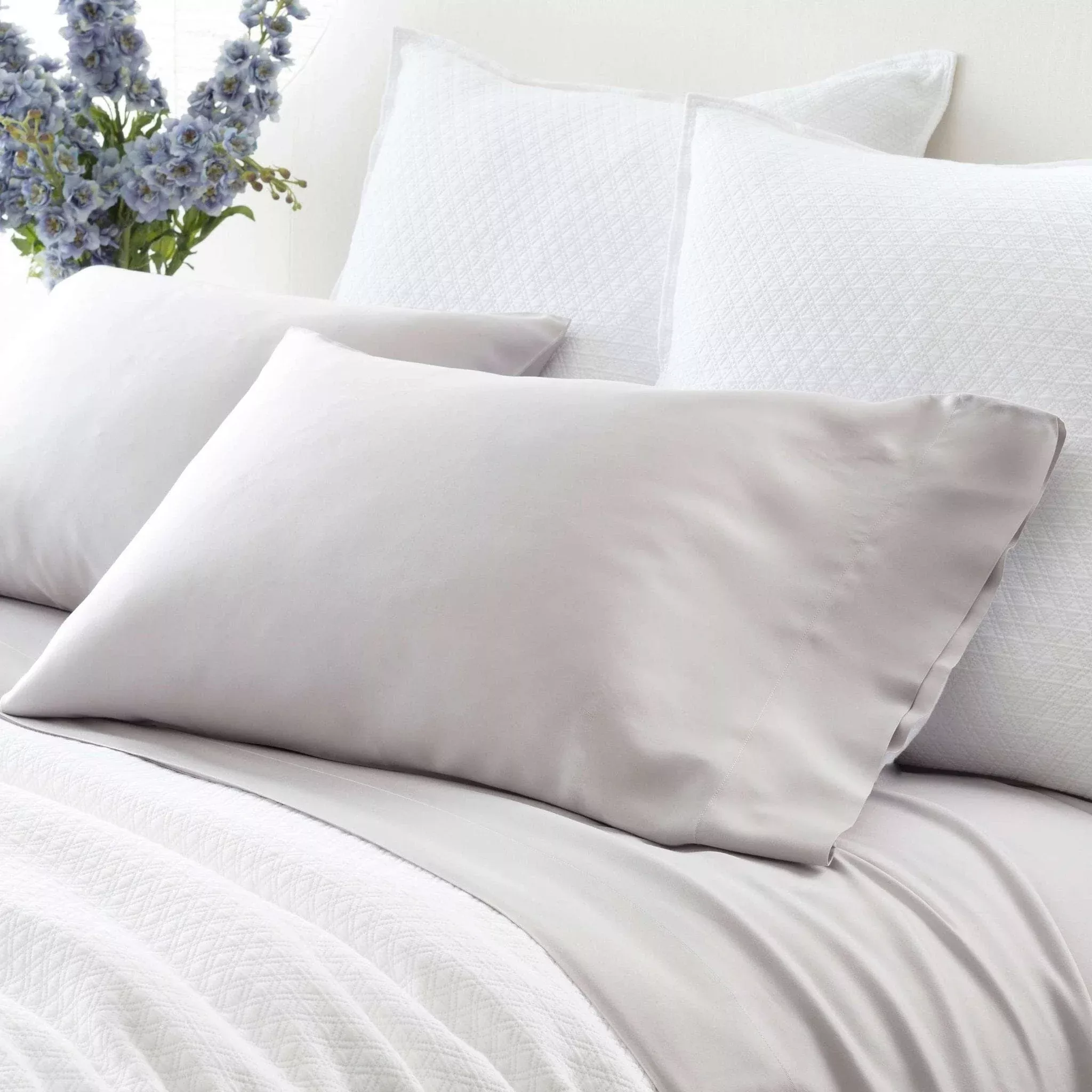 Silken Solid Grey Pillowcases (Pair)