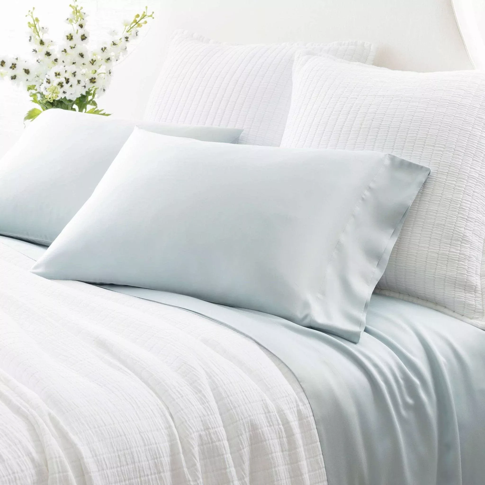 Silken Solid Robin's Egg Blue Sheet Set