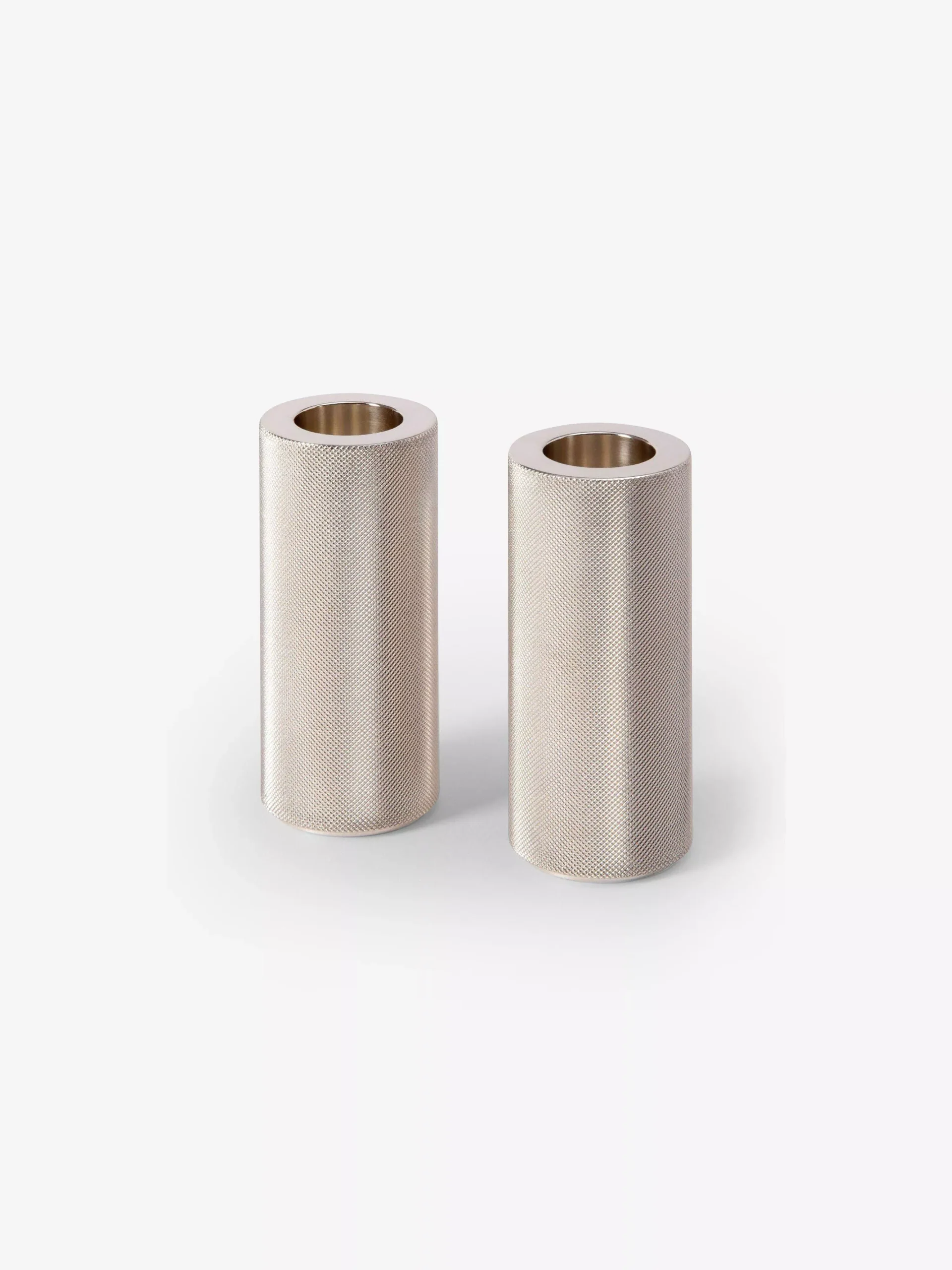 Silver Plated Ribbed Lux Candle Holder Set