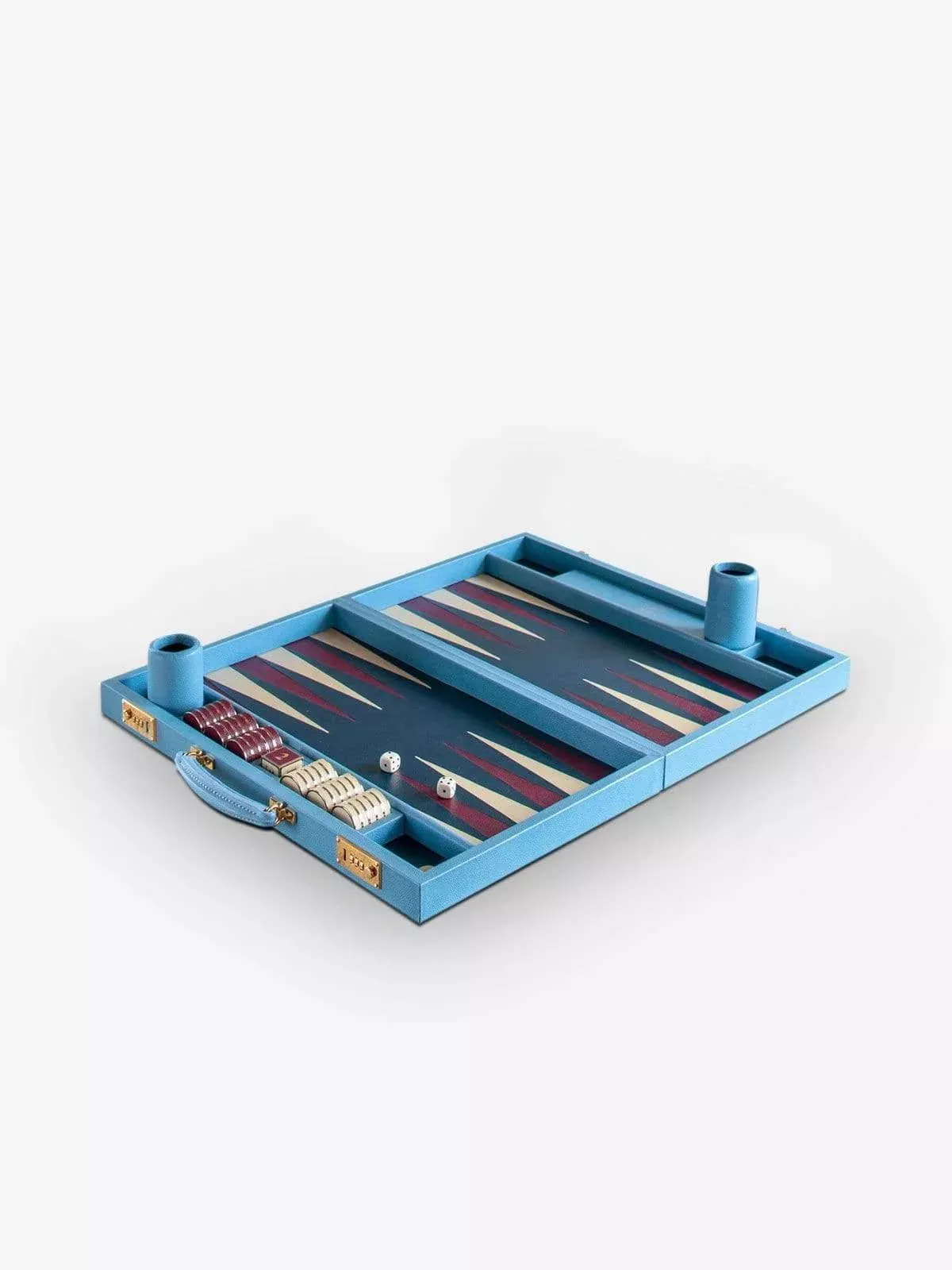 Sky Blue Leather Backgammon Board