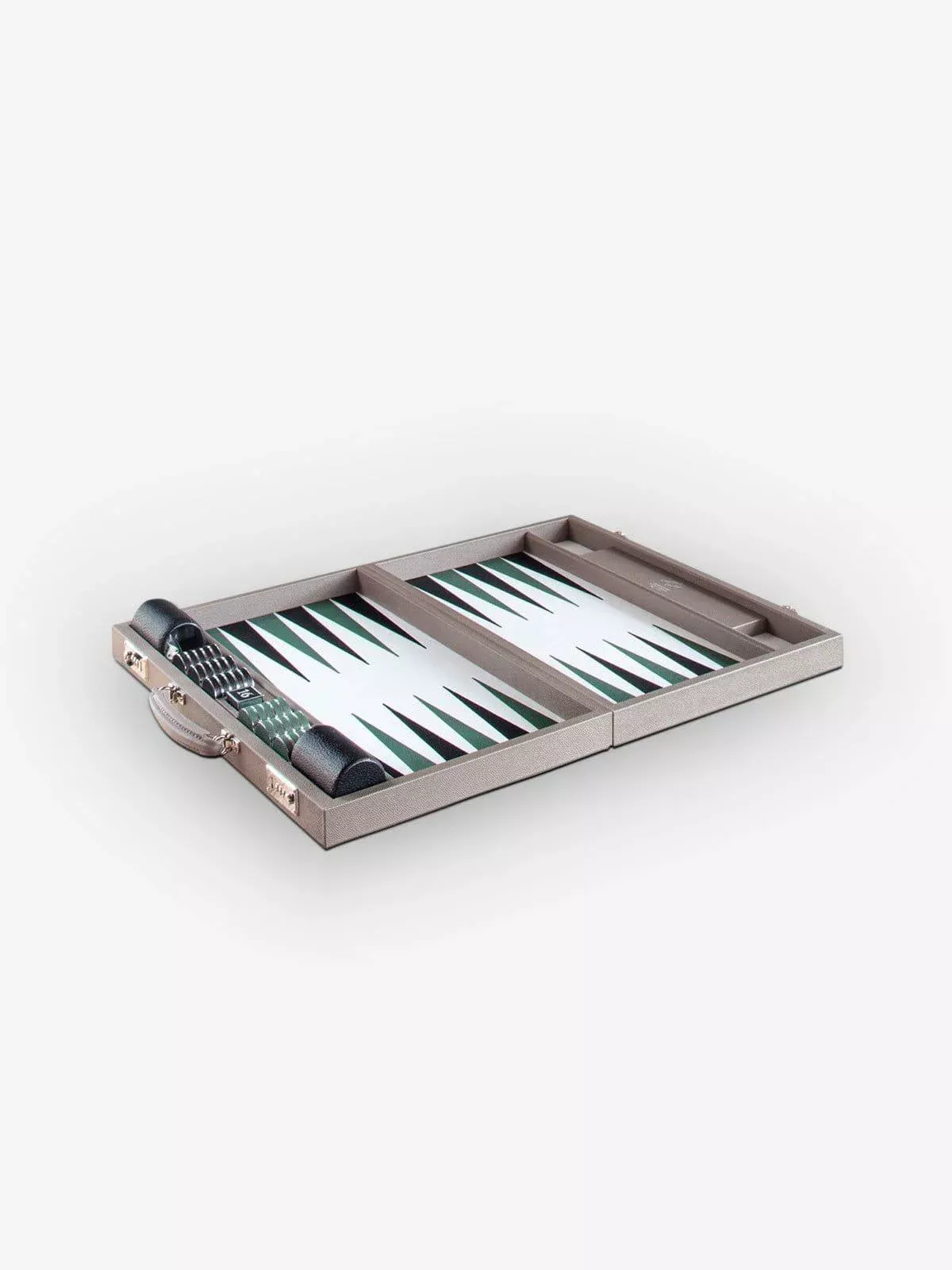 Slate and Sage Leather Backgammon Board