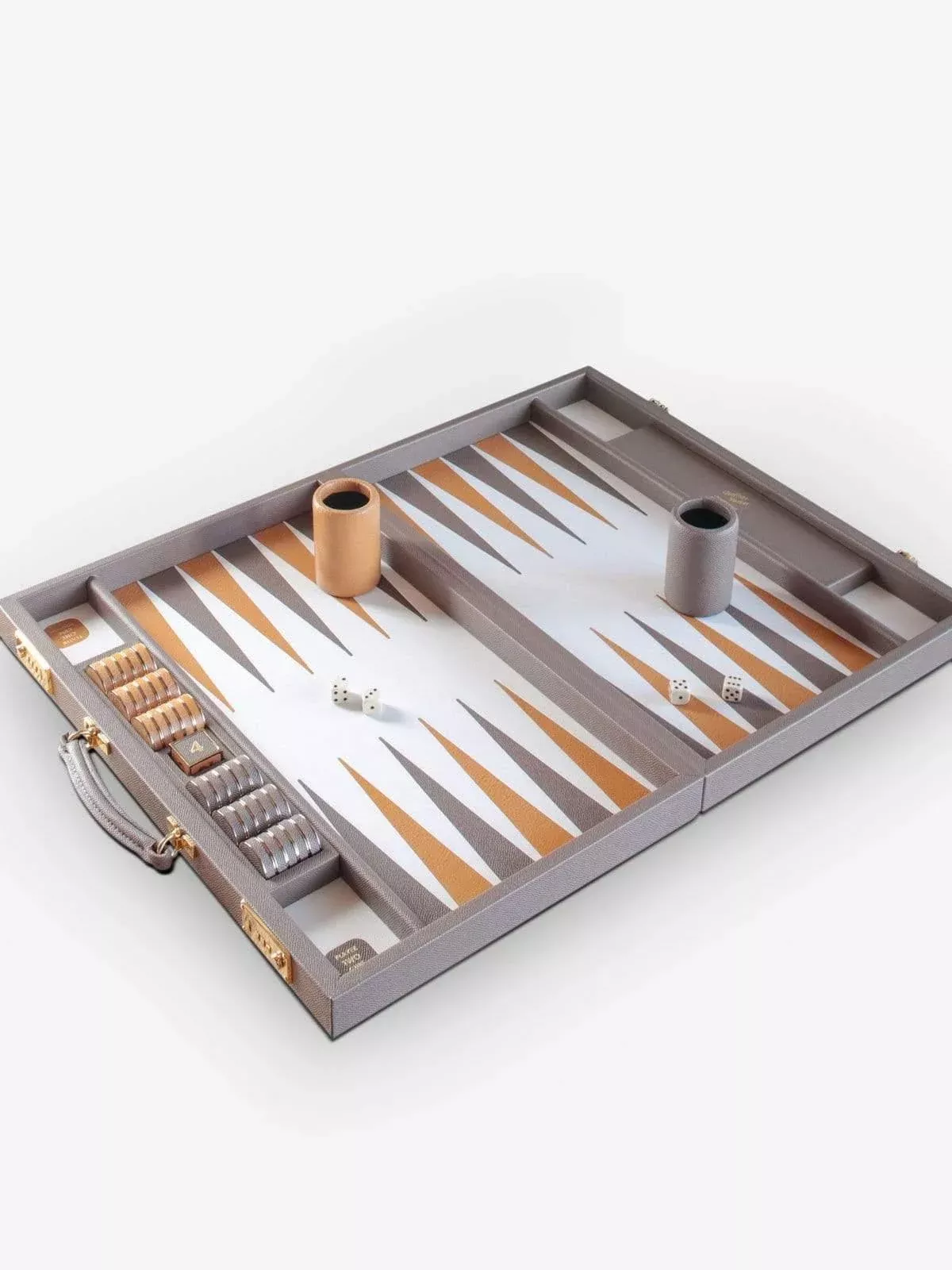 Slate and Tan Leather Backgammon Board
