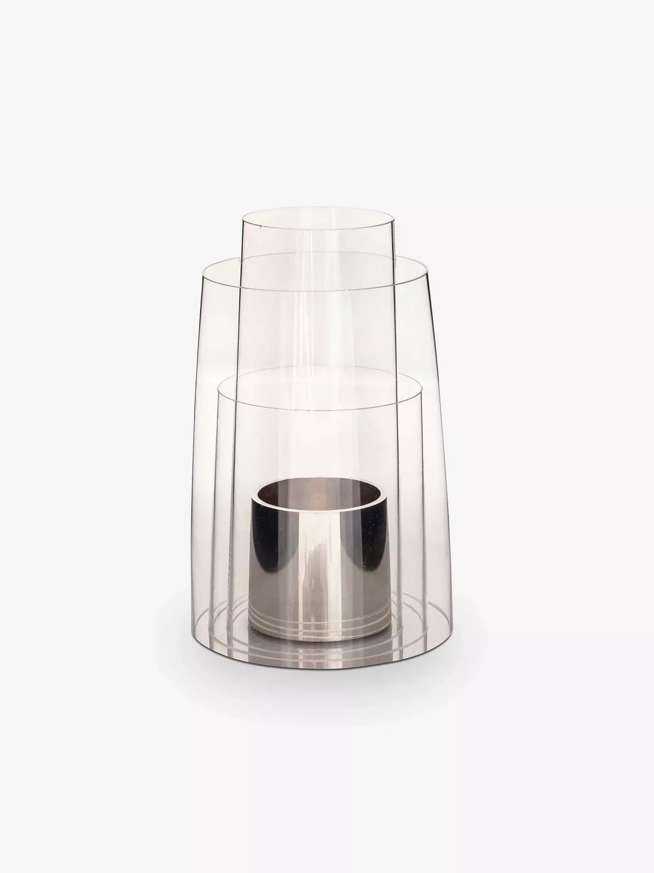 Small Hurricane Lantern with Polished Sterling Silver Candle Holder