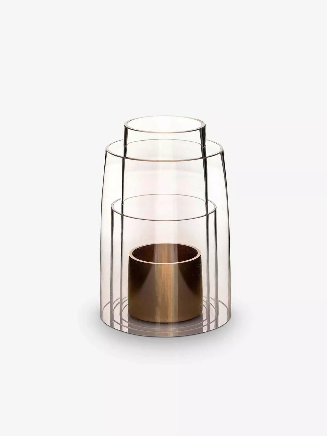 Small Hurricane Lantern with Satin 24k Gold Candle Holder