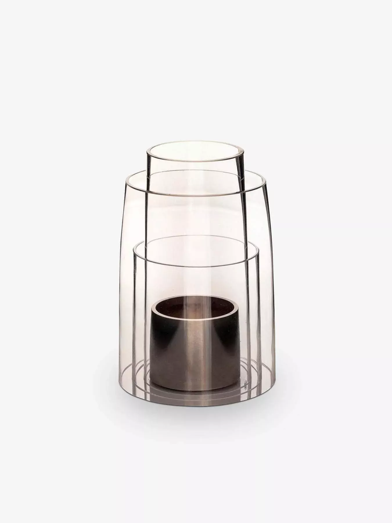 Small Hurricane Lantern with Satin Sterling Silver Candle Holder