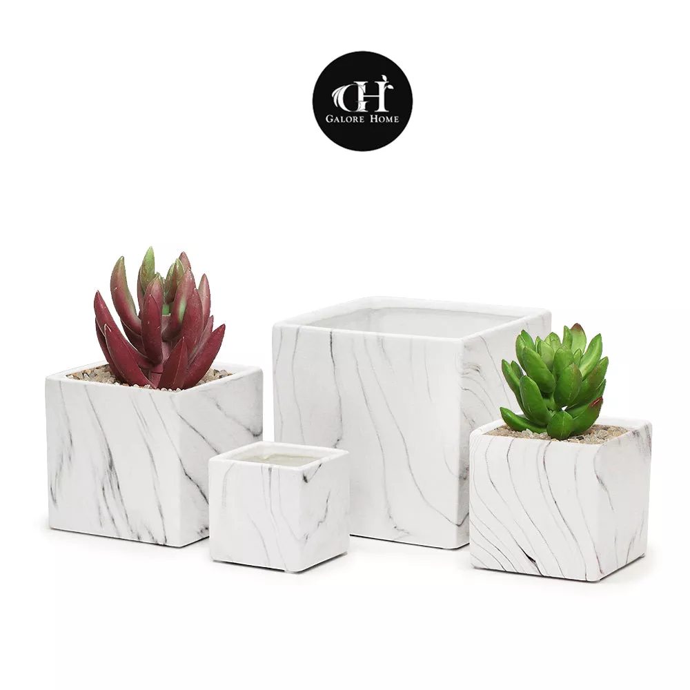 Square Indoor Ceramic Marble Pot