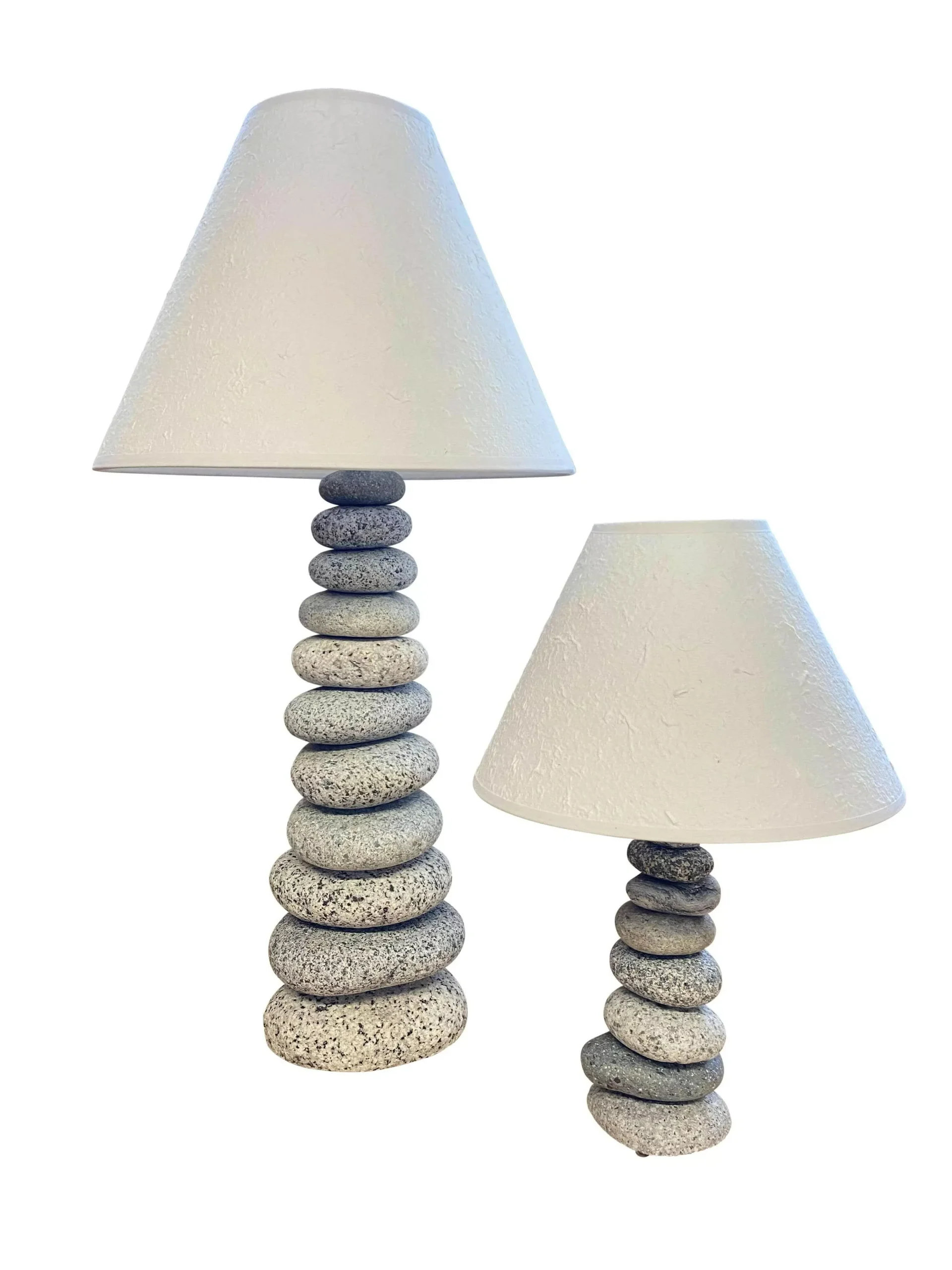 Stacked Stone Lamp, Coastal Lamp Handcrafted from Beach & River Rocks