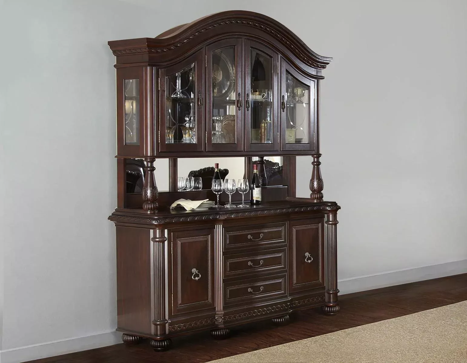 Steve Silver Antoinette Buffet & Hutch in Rich Cherry_H