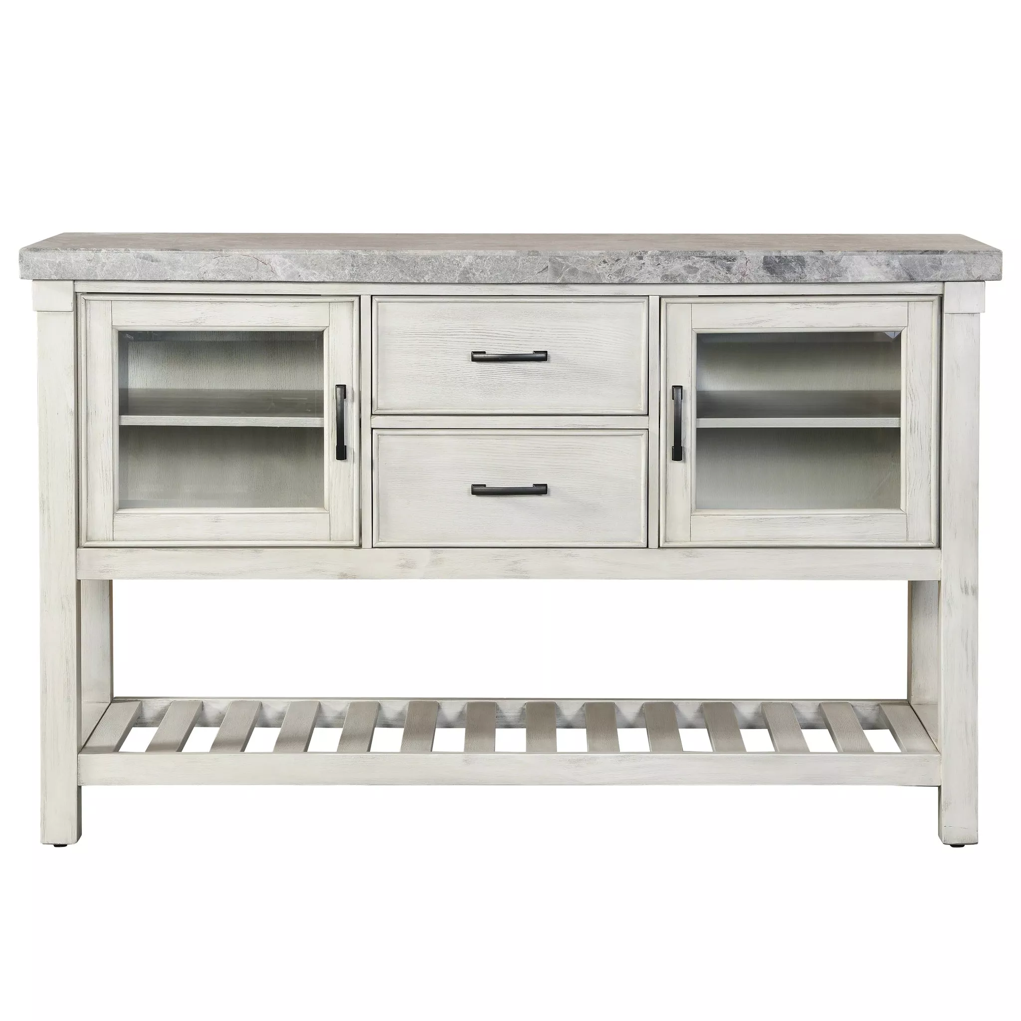 Steve Silver Canova Gray Marble Top Server in Cathedral White