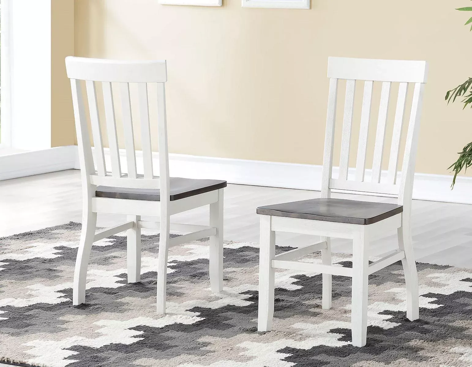 Steve Silver Caylie Side Chair in Two-tone Ivory and Driftwood (Set of 2)