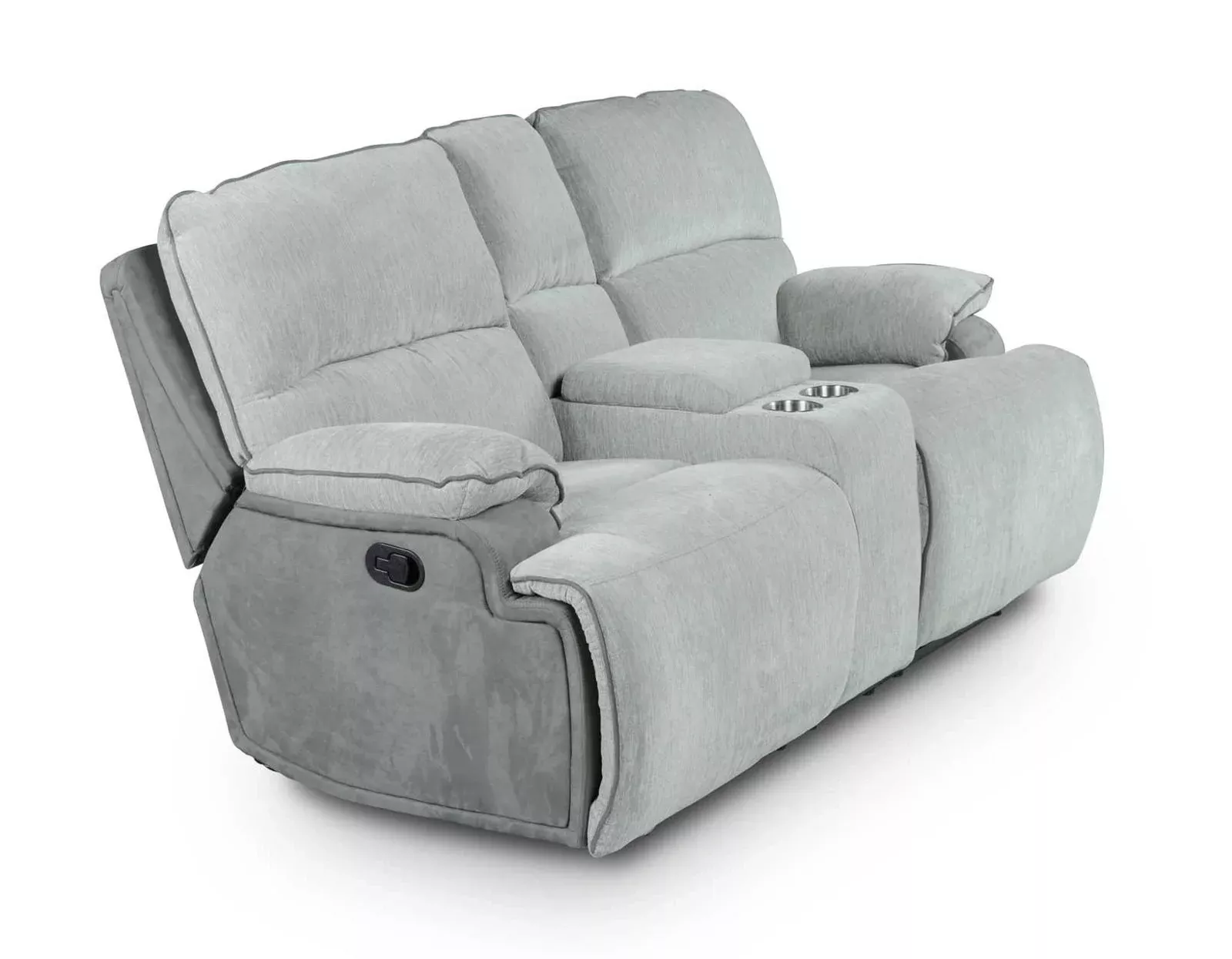 Steve Silver Cyprus Manual Reclining Console Loveseat in Two-Tone Cloud