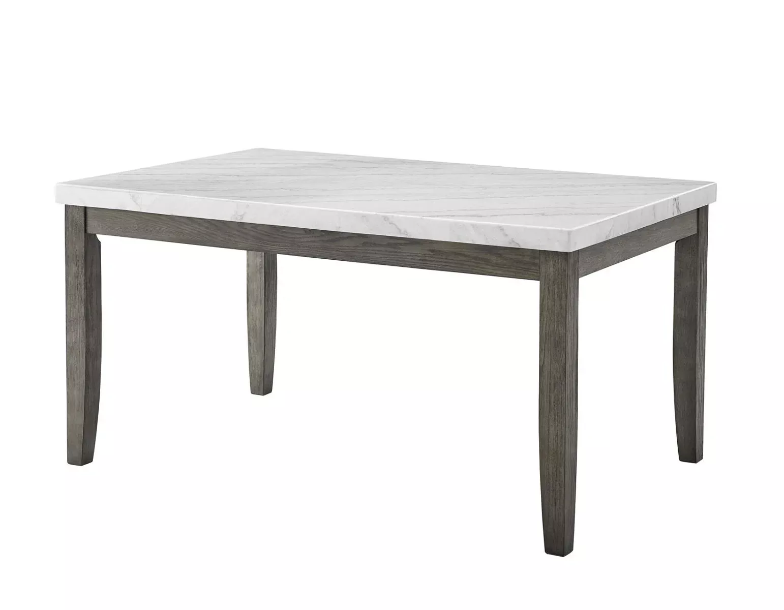 Steve Silver Emily White Marble Top Dining Table in Mossy Grey