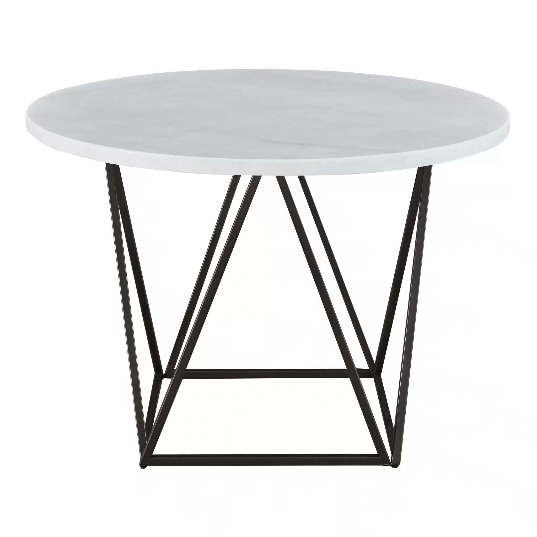 Steve Silver Ramona White Marble Top Round Dining Table in Deep Bronze