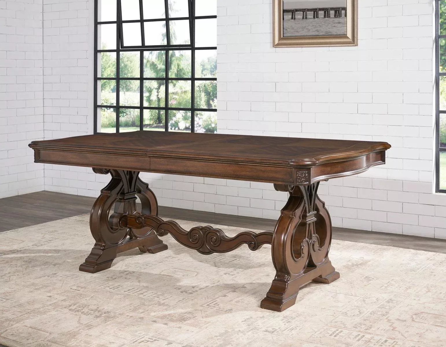 Steve Silver Royale Dining Table in Brown Pecan
