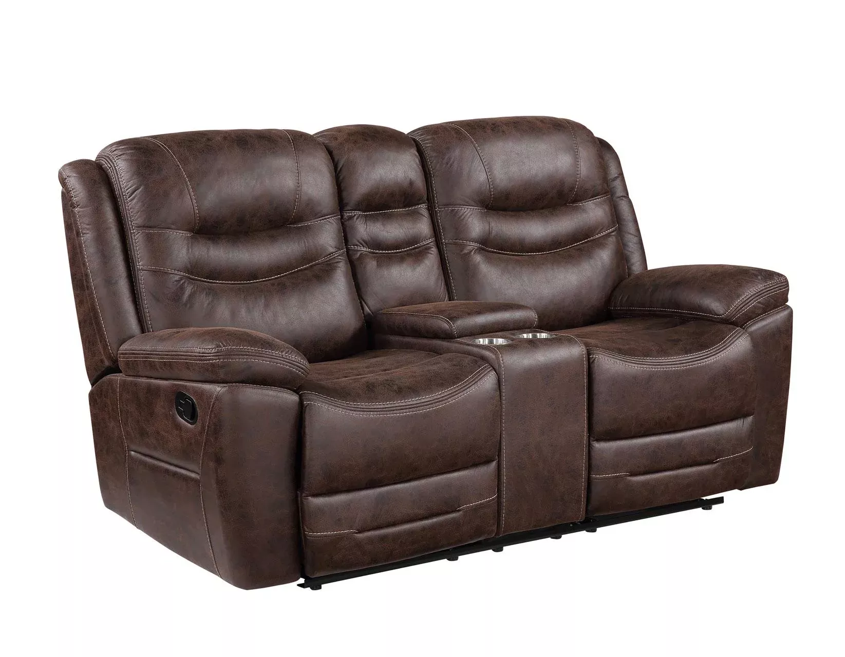 Steve Silver Stetson Manual Reclining Console Loveseat in Merlot