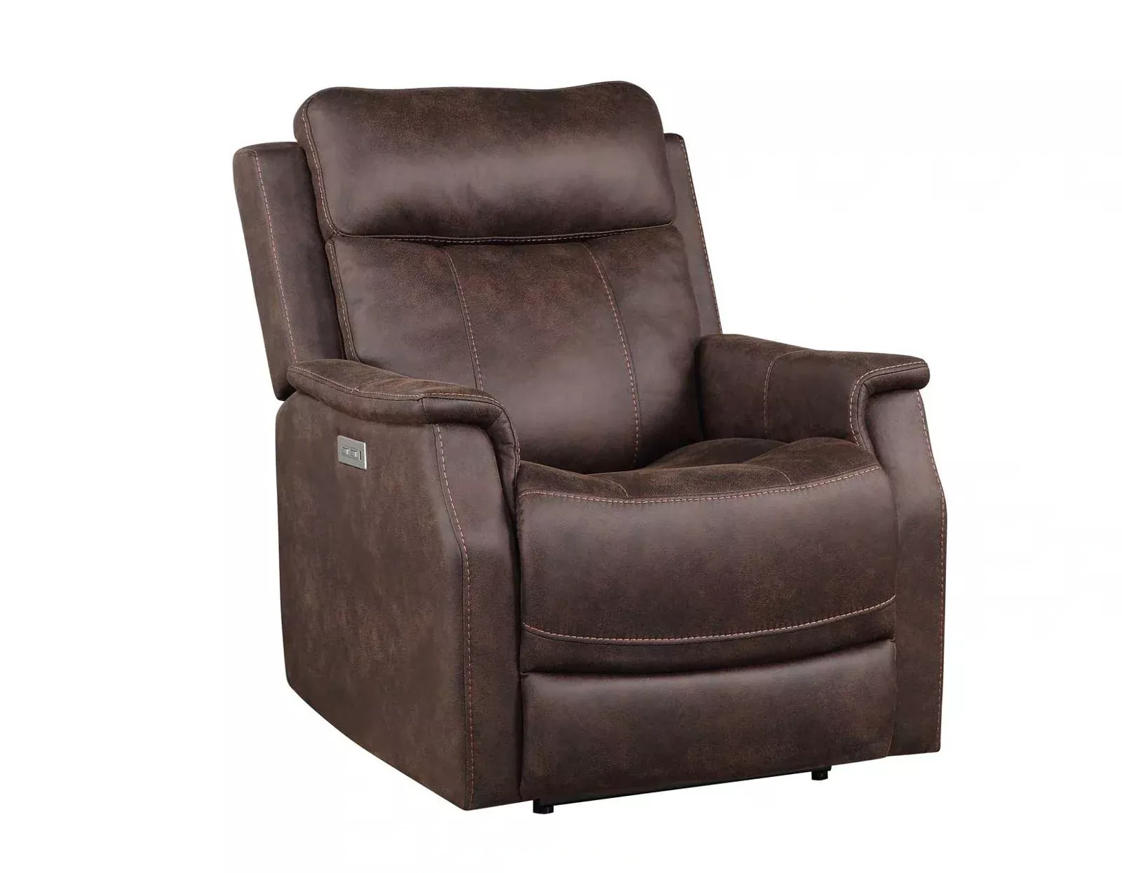 Steve Silver Valencia Dual Power Leatherette Recliner in Walnut