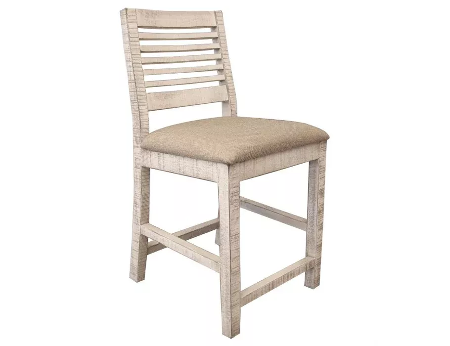 Stone 24" Barstool w/Ivory Finish and Fabric Seat **