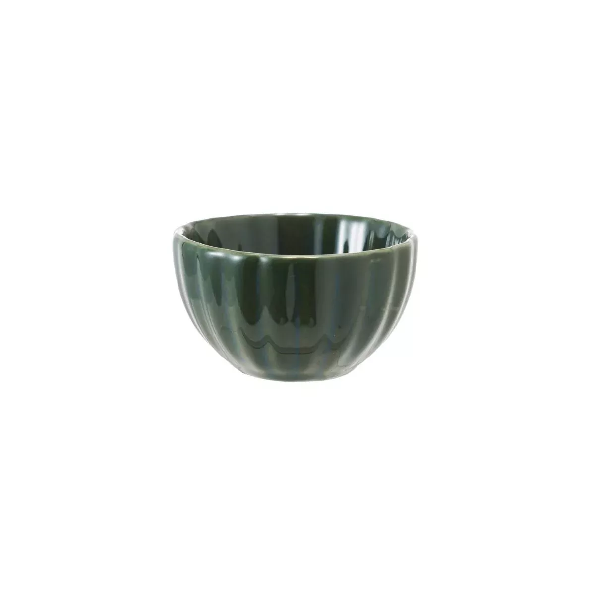 Stoneware Ribbed Bowl, Green