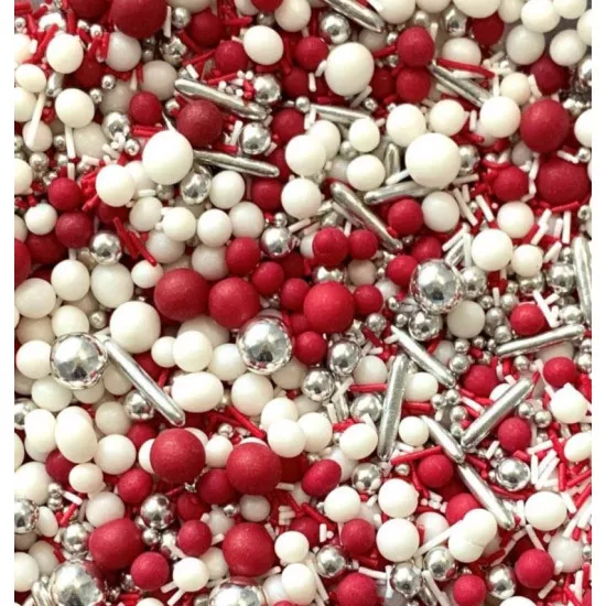 Sugar sprinkles (dragees) mix "White and Red", 100 g