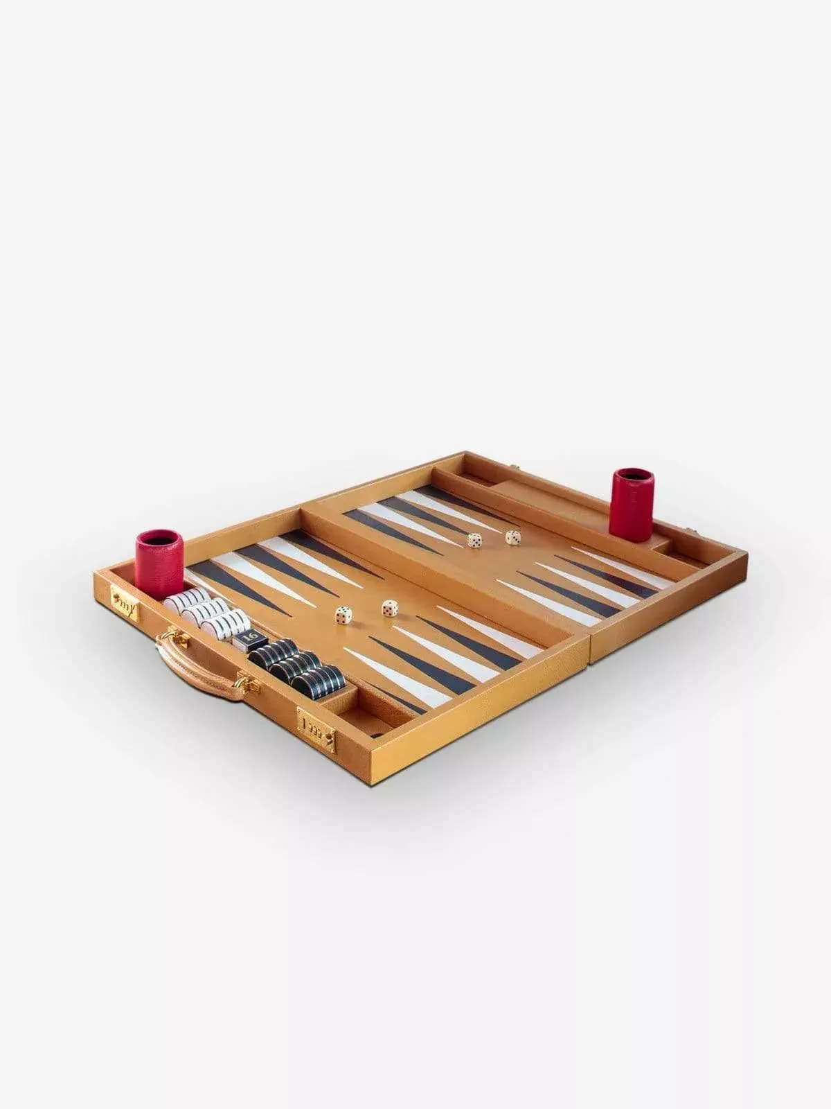 Tan and Blue Leather Backgammon Board