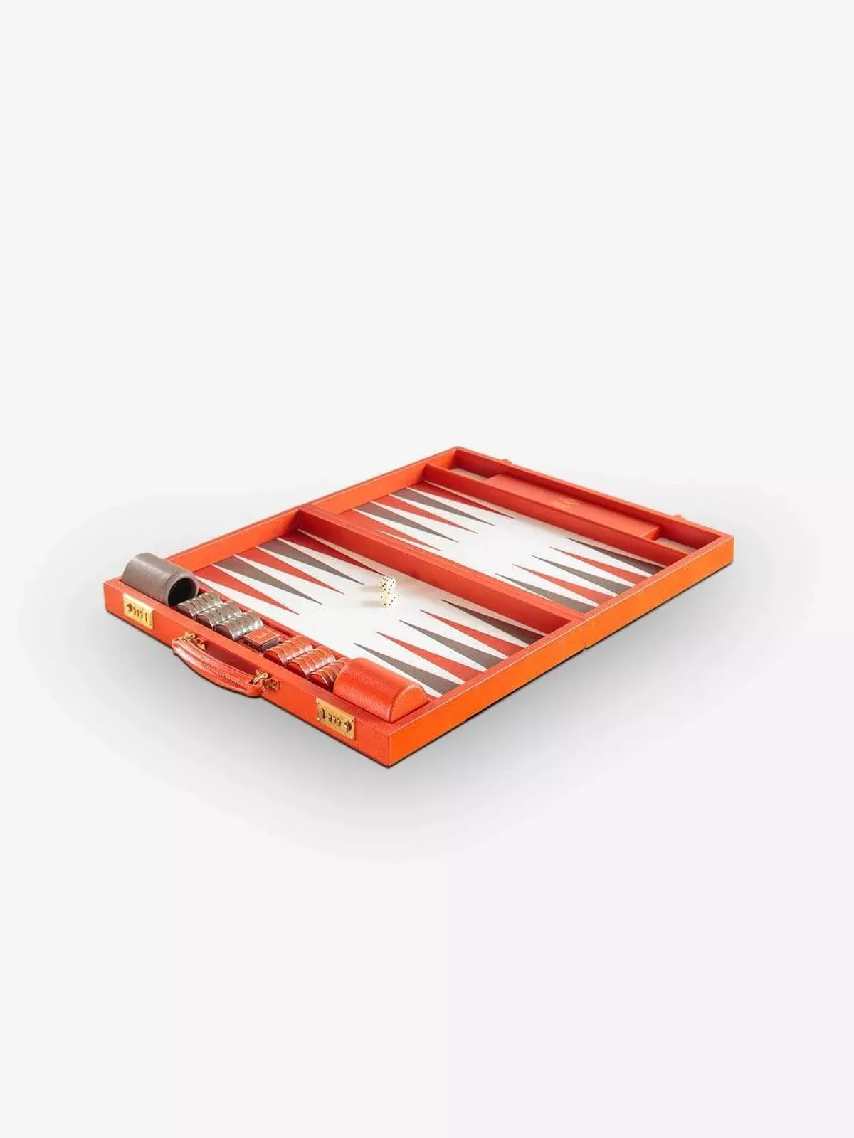 Tangerine and Slate Leather Backgammon Board