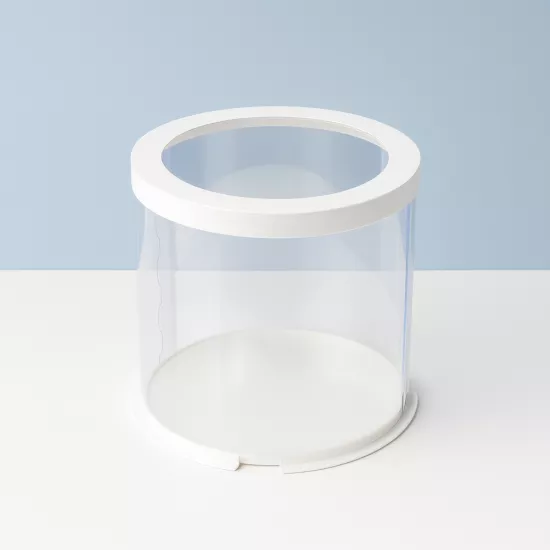 Tube box d200, h200 white with transparent lid