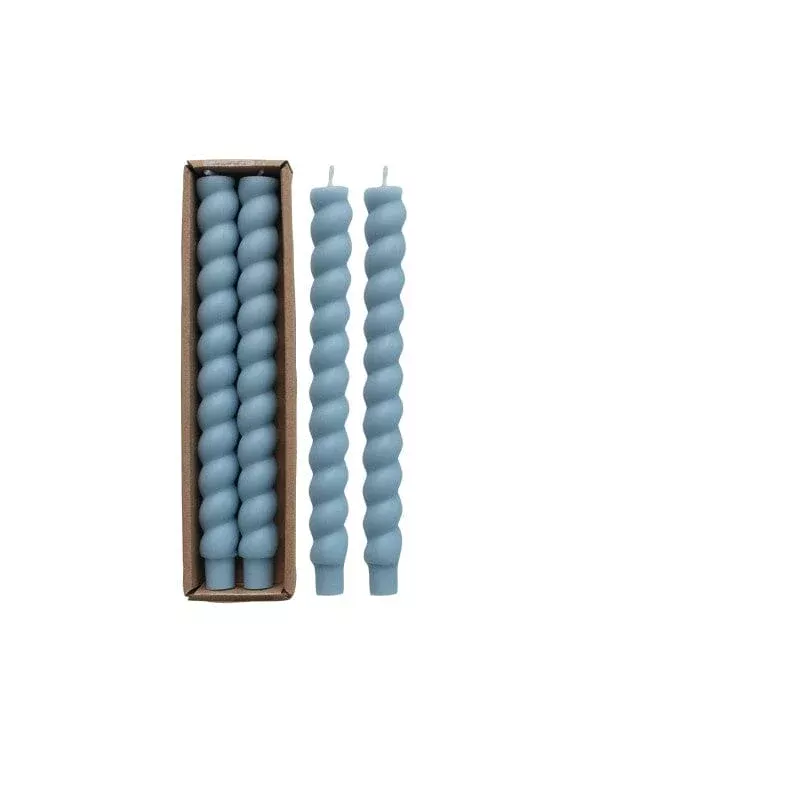 Twisted Taper Candlesticks - Blue