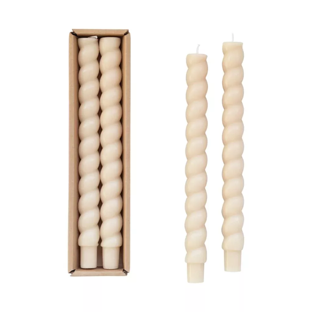 Twisted Taper Candlesticks - Cream