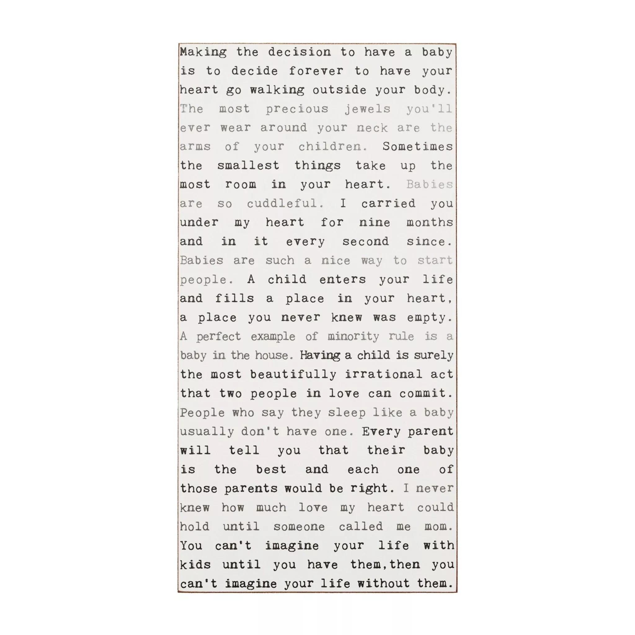 Typewriter Sign - Baby