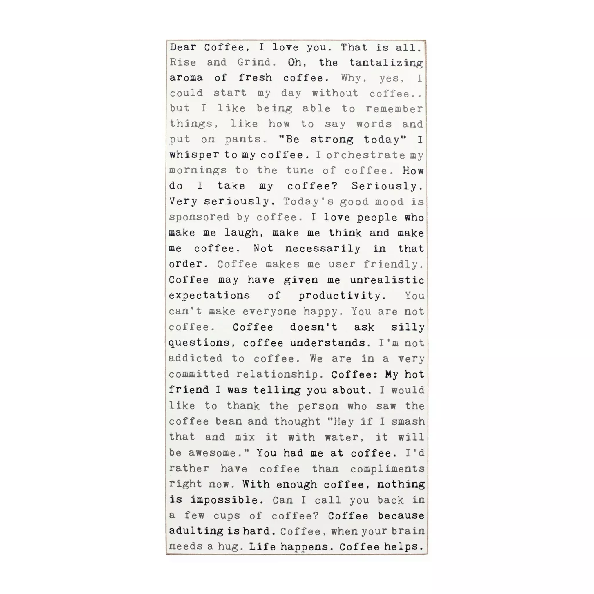 Typewriter Sign - Coffee
