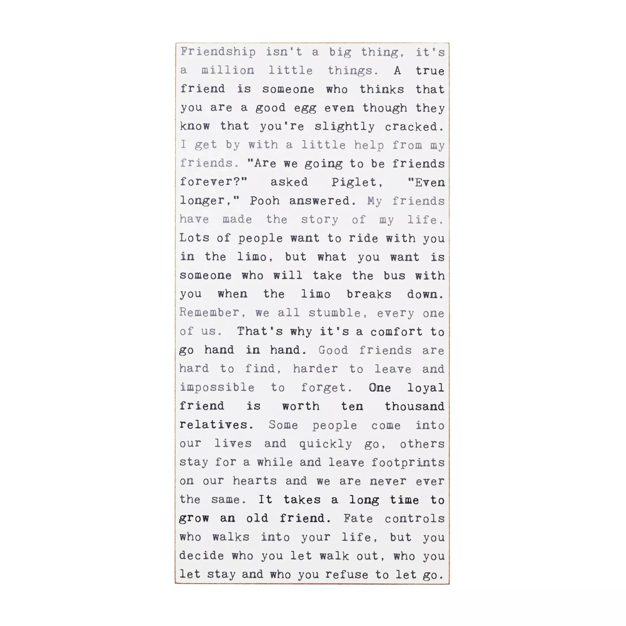 Typewriter Sign - Friendship