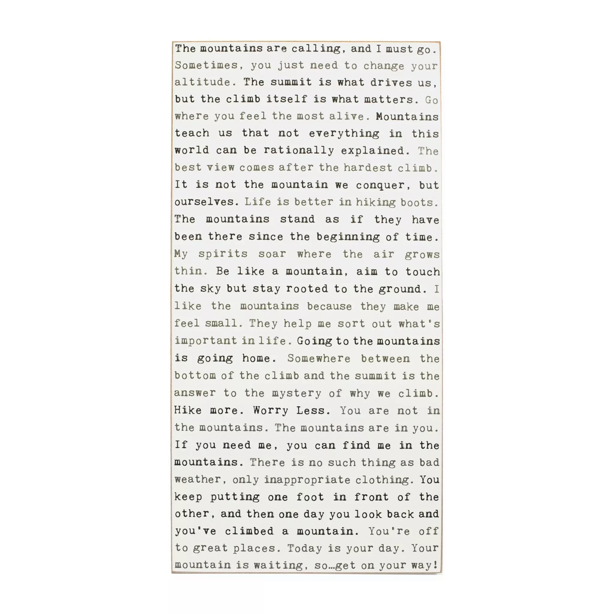 Typewriter Sign - Mountains