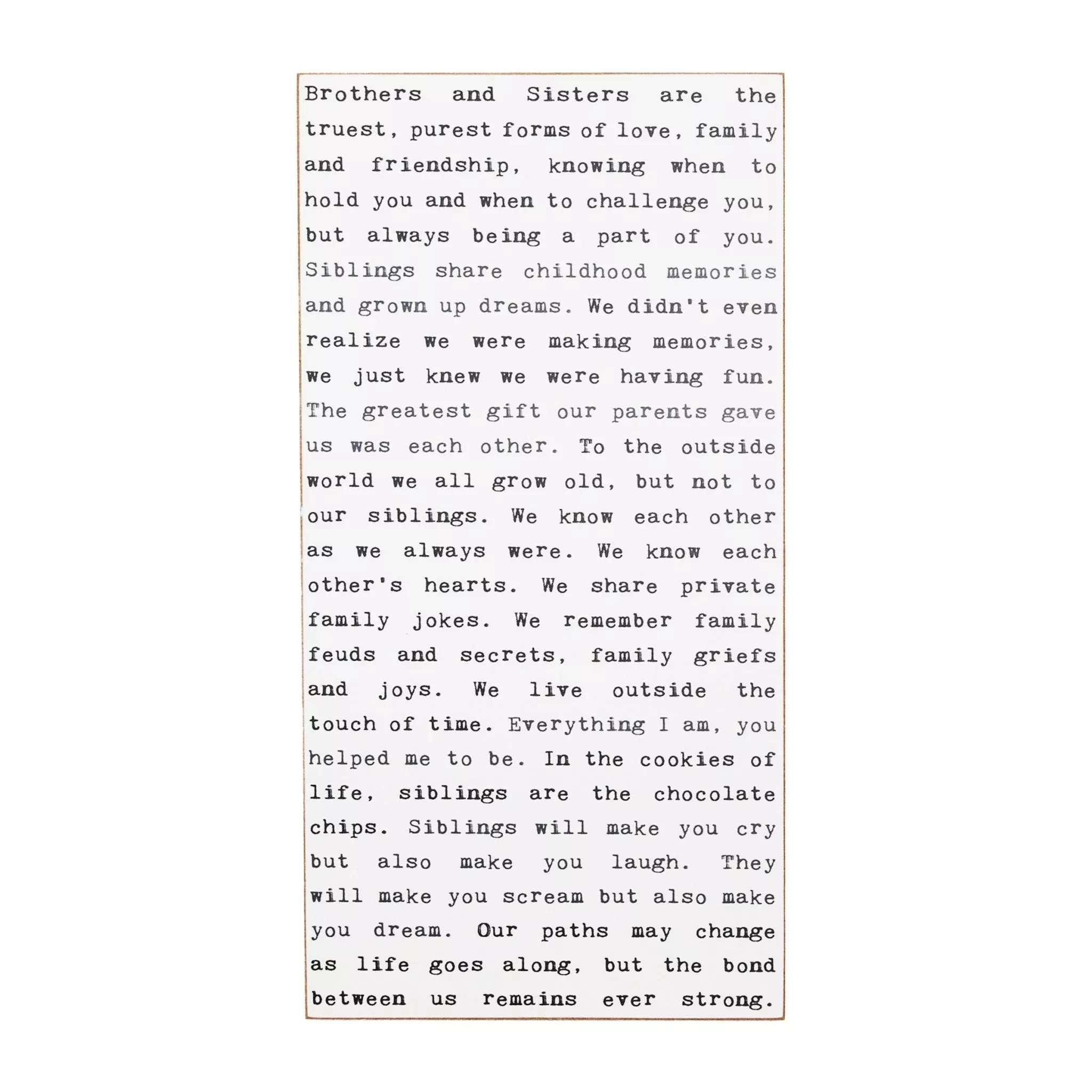 Typewriter Sign - Sibling