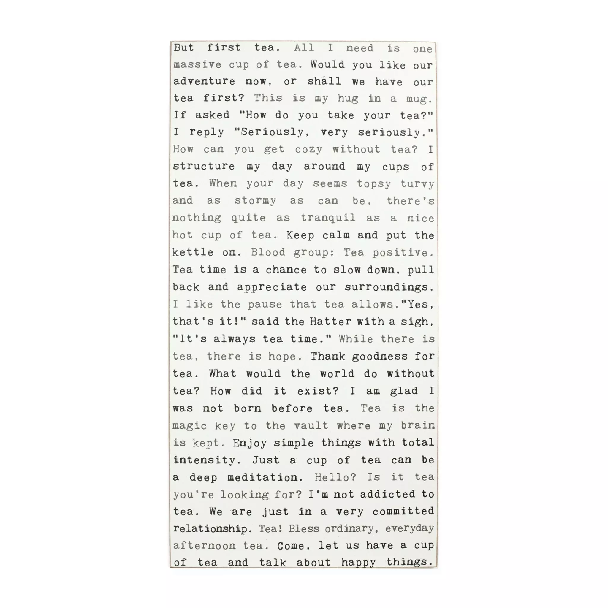 Typewriter Sign - Tea