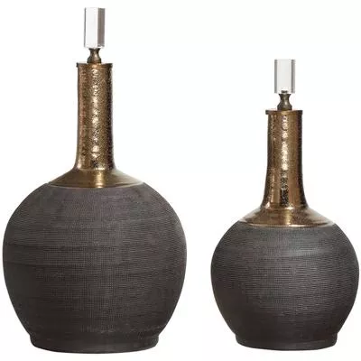 Uttermost - Arnav Matte Black Bottles - Set of 2 - 18923