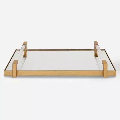 Uttermost - Deki Mirrored Tray - Antiqued Gold Leaf - 18083
