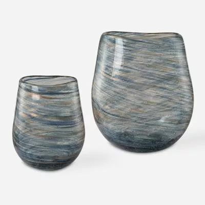 Uttermost - Set of 2 Aurora Swirl Glass Vases - 18158