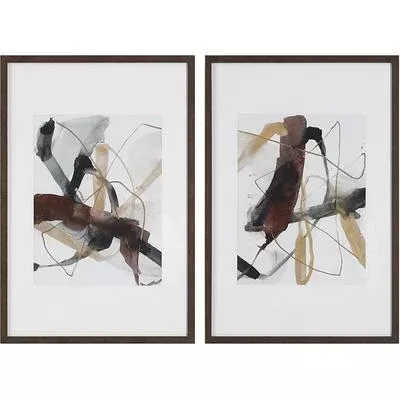 Uttermost - Set of 2 Burgundy Interjection Abstract Prints - 41440